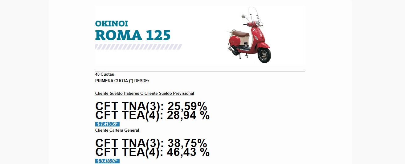 La moto está disponible dentro de las ofertas de la Tienda BNA con cuotas inferiores a $7.500 por mes.