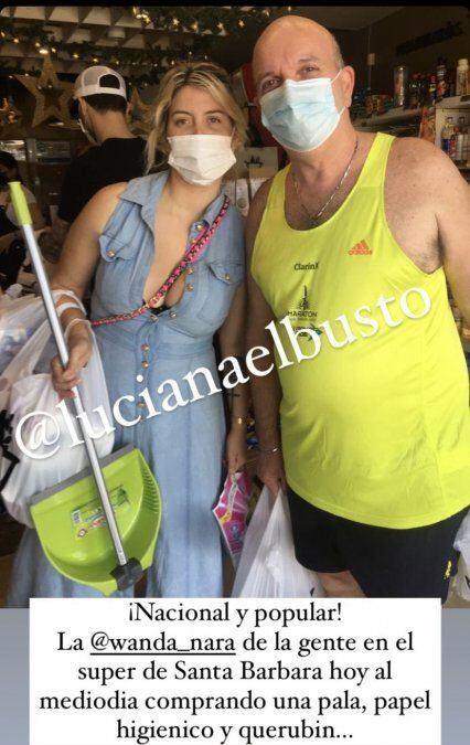 Wanda Nara fue fotografiada mientras hacía compras en un supermercado de Buenos Aires.