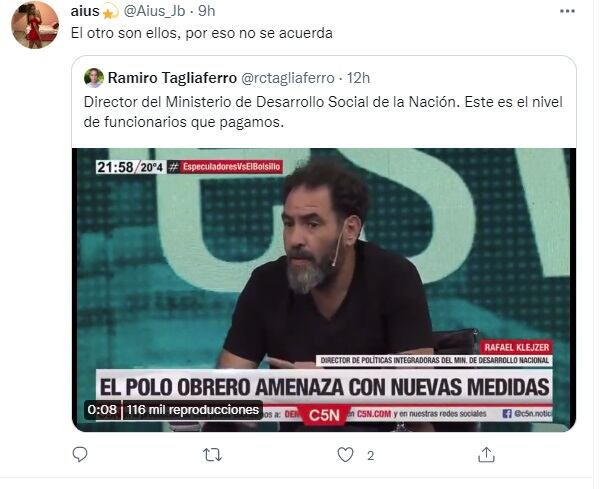 Críticas en Twitter al funcionario Rafael Klejzer: mencionó "los tres problemas de Argentina" y se olvidó el último