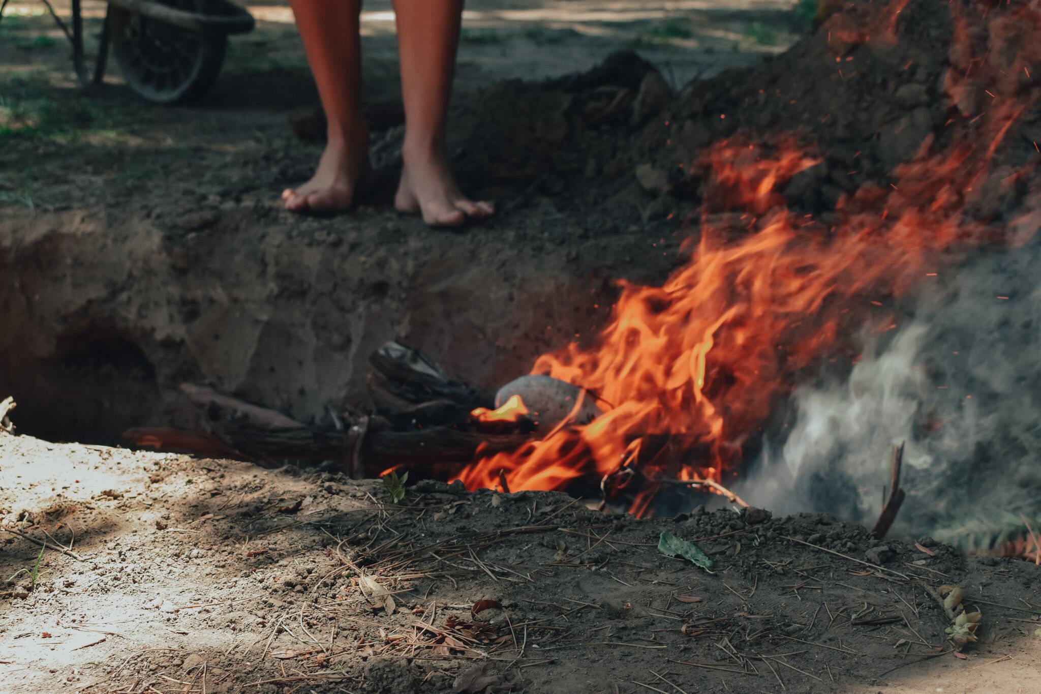 fuego en el pozo