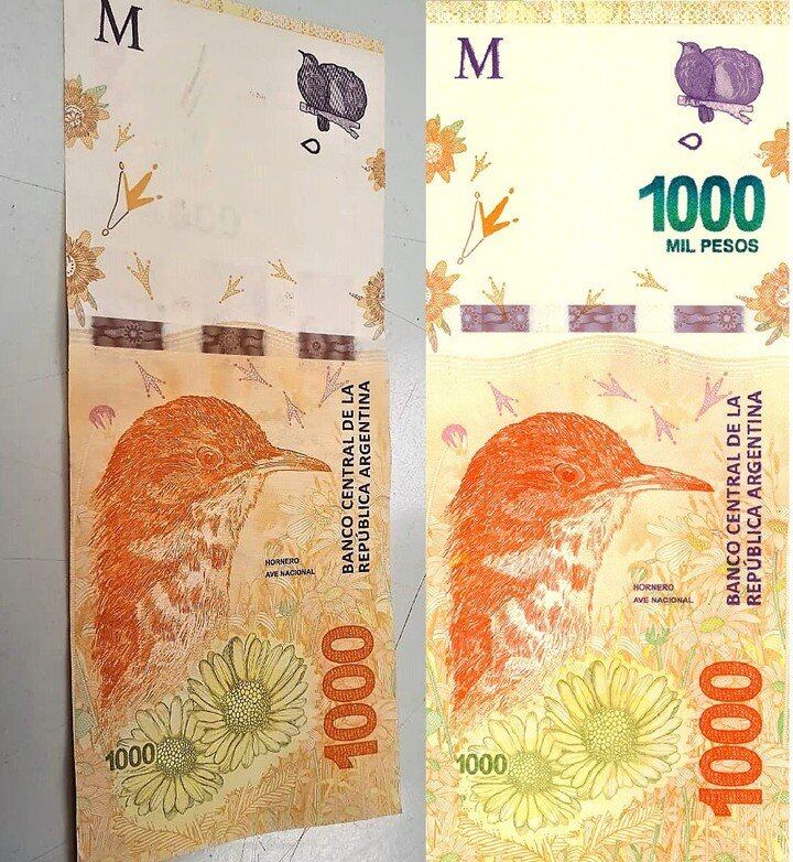 Billetes de $1000 con fallas