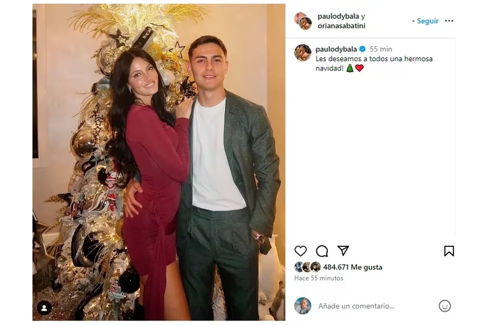 Así lucieron Oriana Sabatini y Paulo Dybala para Nochebuena