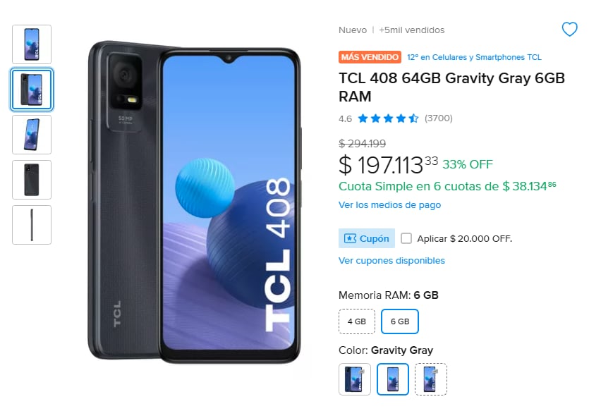 TCL 408 Gravity Gray.