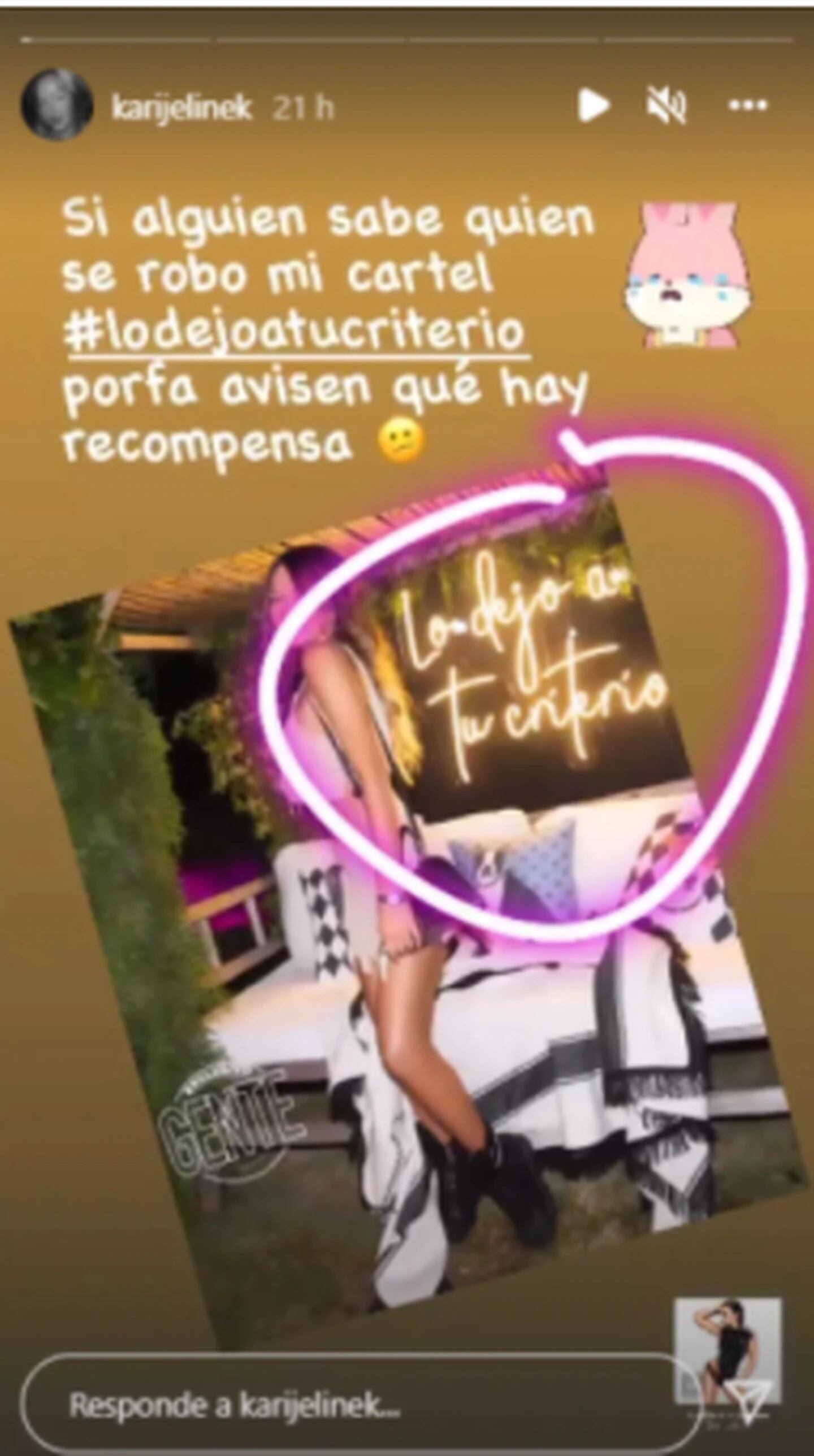 karina Jelinek y su desesperado pedido en redes para encontrar un cartel.