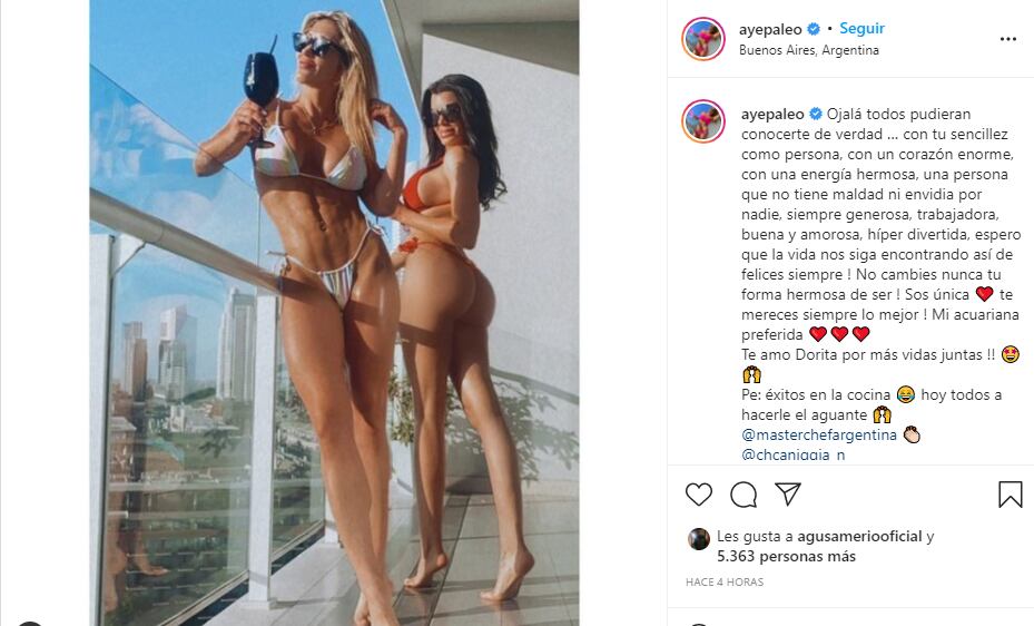 Ayelén Paleo le dedicó un tierno mensaje a su amiga, Charlotte Caniggia.