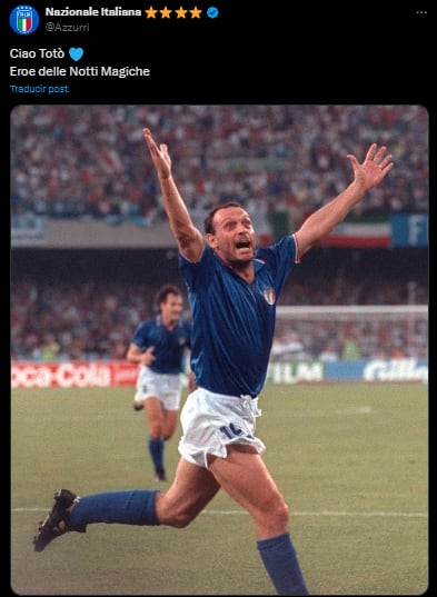 El mensaje de despedida de la Selección italiana a Schillaci