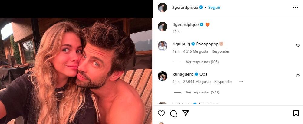 "Opa" el comentario del Kun en Instagram. Foto: captura de pantalla.