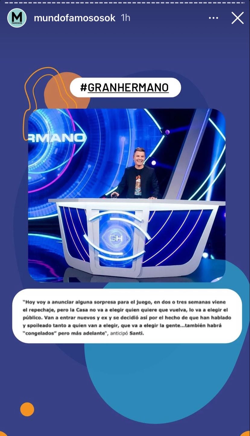 Nuevos participantes y desafíos para los jugadores de Gran Hermano. Captura de historias.