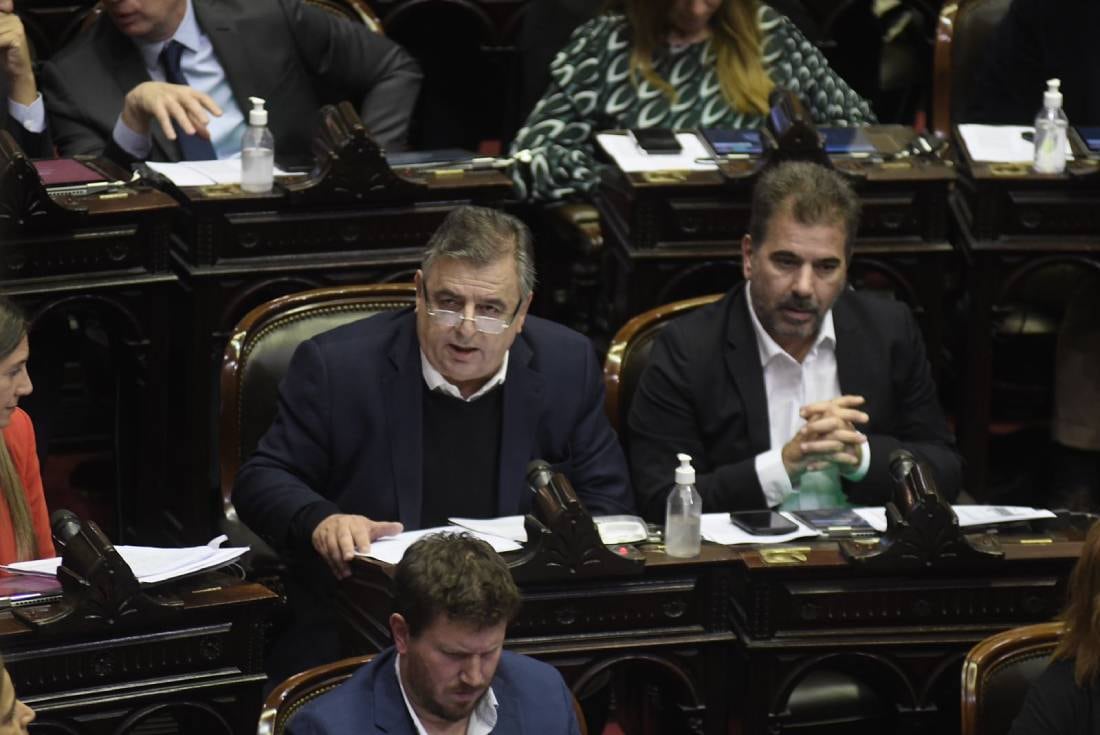 Mario Negri y Cristian Ritondo, al comienzo de la sesión en Diputados (Foto: Federico López Claro)