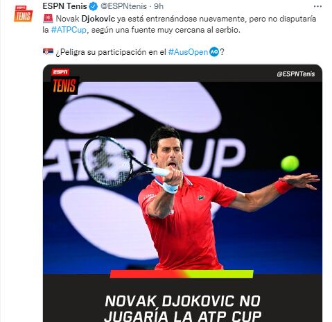 NOVAK DJOKOVIC ES DUDA PARA EL ABIERTO DE AUSTRALIA. / GENTILEZA.