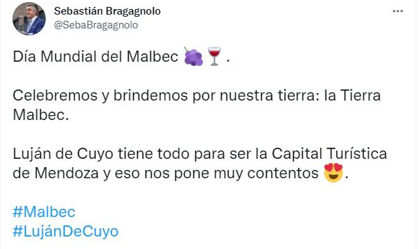 E intendente de Luján de Cuyo sacó chapa por ser cuna del malbec.