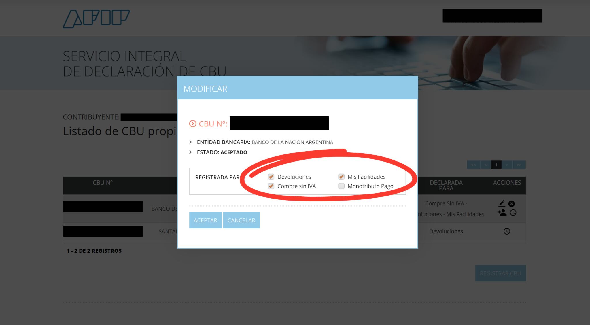 Para visualizar esto deben: Ingresar con Cuil y clave fiscal. 
Ir a Devolución del IVA
En el listado si ya están cargados, dar la "lápiz" de la izquierda y tildar "Compre sin IVA".