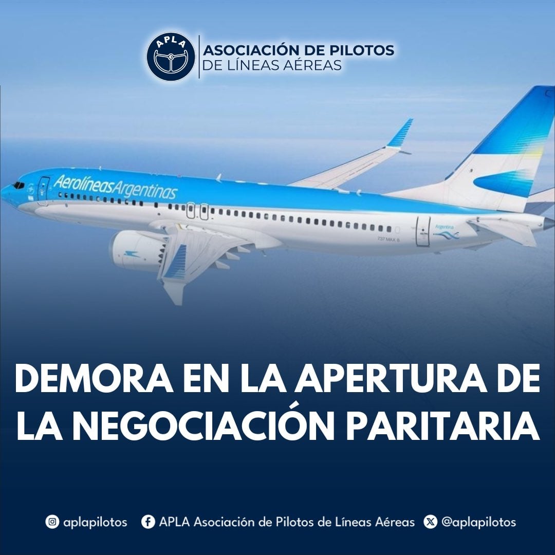 Advertencia de los pilotos de líneas aéreas por nuevo conflicto ante demora en la reapertura de paritarias. Imagen: X / @aplapilotos