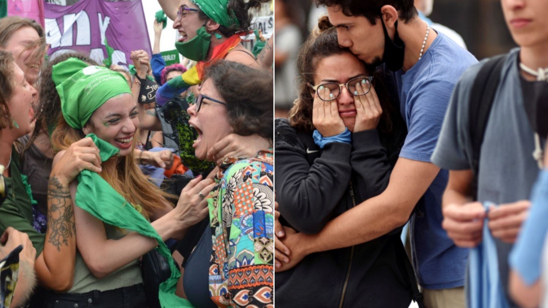 Aborto legal: la plaza del Congreso se dividió entre los festejos “verdes” y la decepción “celeste”