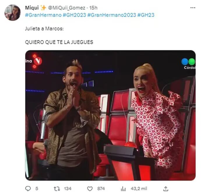 Los memes del momento entre Marcos y Julieta de Gran Hermano.