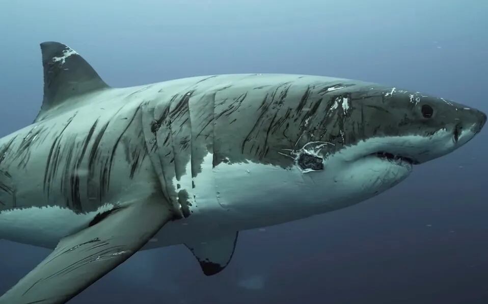 Fotografiaron a un tiburón lleno de cicatrices producto de peleas a lo largo de su vida.