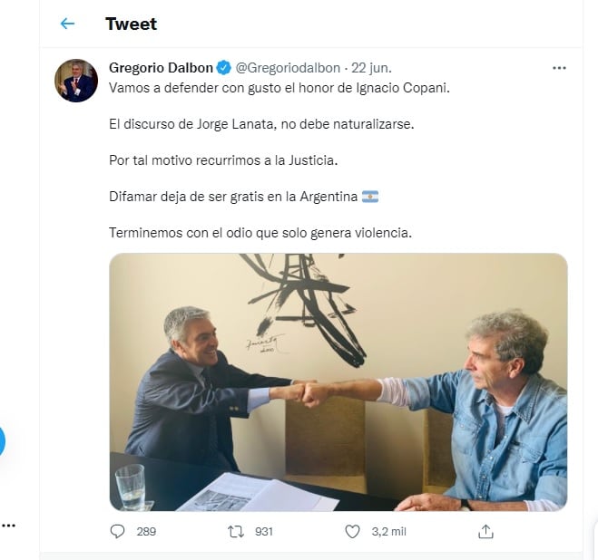 Copani denunciará a Lanata.