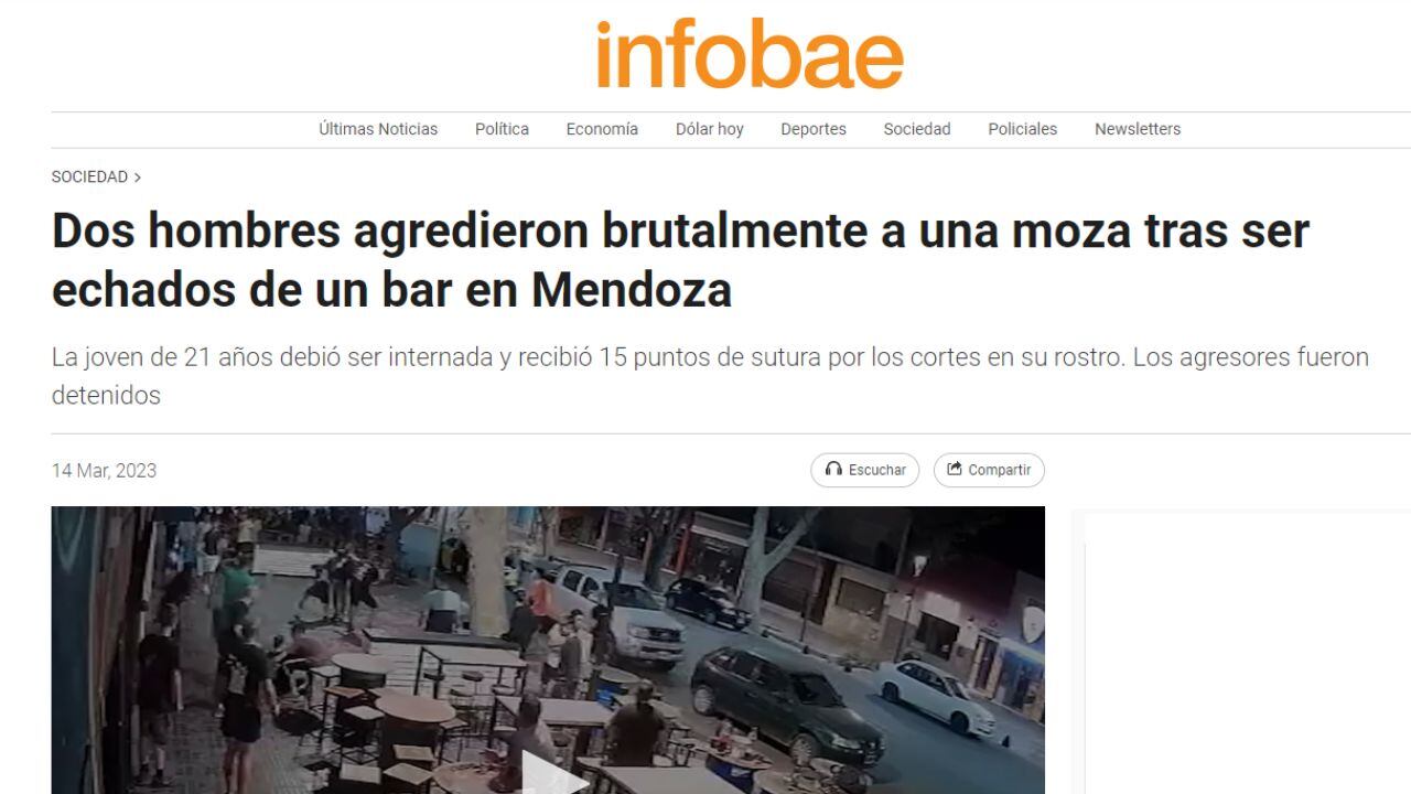 La agresión a la joven moza de la Arístides se replicó en los medios nacionales.