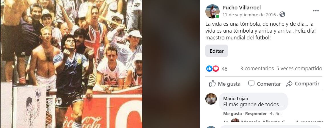 Posteo sobre Maradona