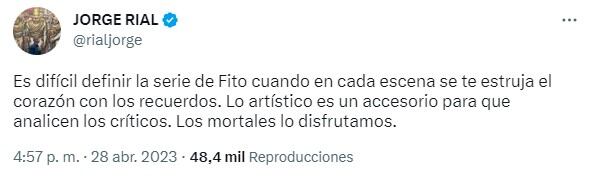 La reflexión de Rial sobre la serie de Fito Páez. Foto: captura de pantalla.