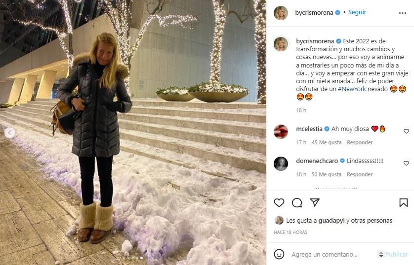 Cris Morena y Azul, la hija de Romina Yan, disfrutando en New York