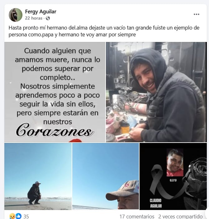 Mensajes en las redes para Víctor Claudio Pantaleón Aguilar, el camionero que murió en el vuelco de la ruta 7 (Facebook)