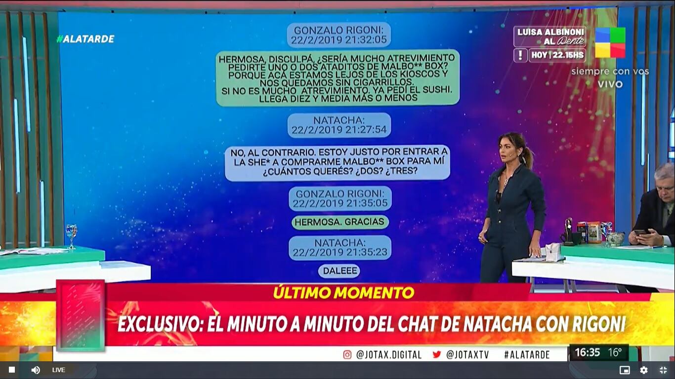 El último chat de Natacha Jaitt antes de morir.