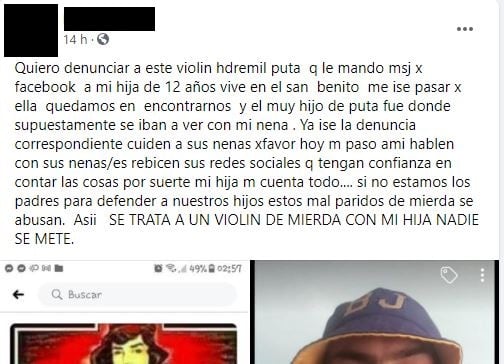 Posteo de la mamá cuya hija fue contactada por Facebook por un pedófilo - Gentileza La Opinión Austral