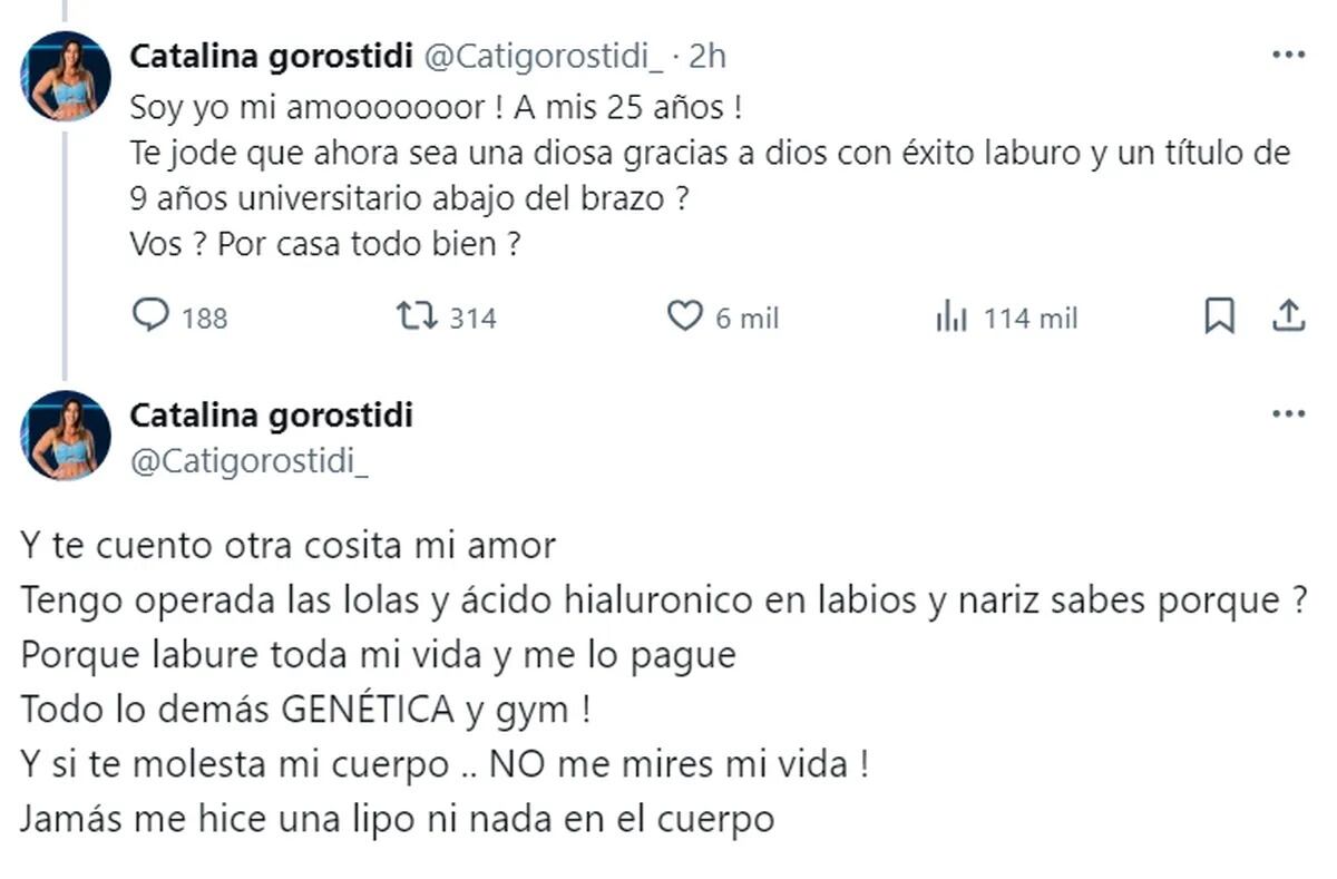 Asi reaccionó Catalina de Gran Hermano a las criticas sobre una foto vieja de ella.