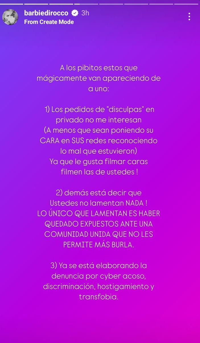 En sus historias también contó que los involucrados se habían comunicado con ella - Instagram