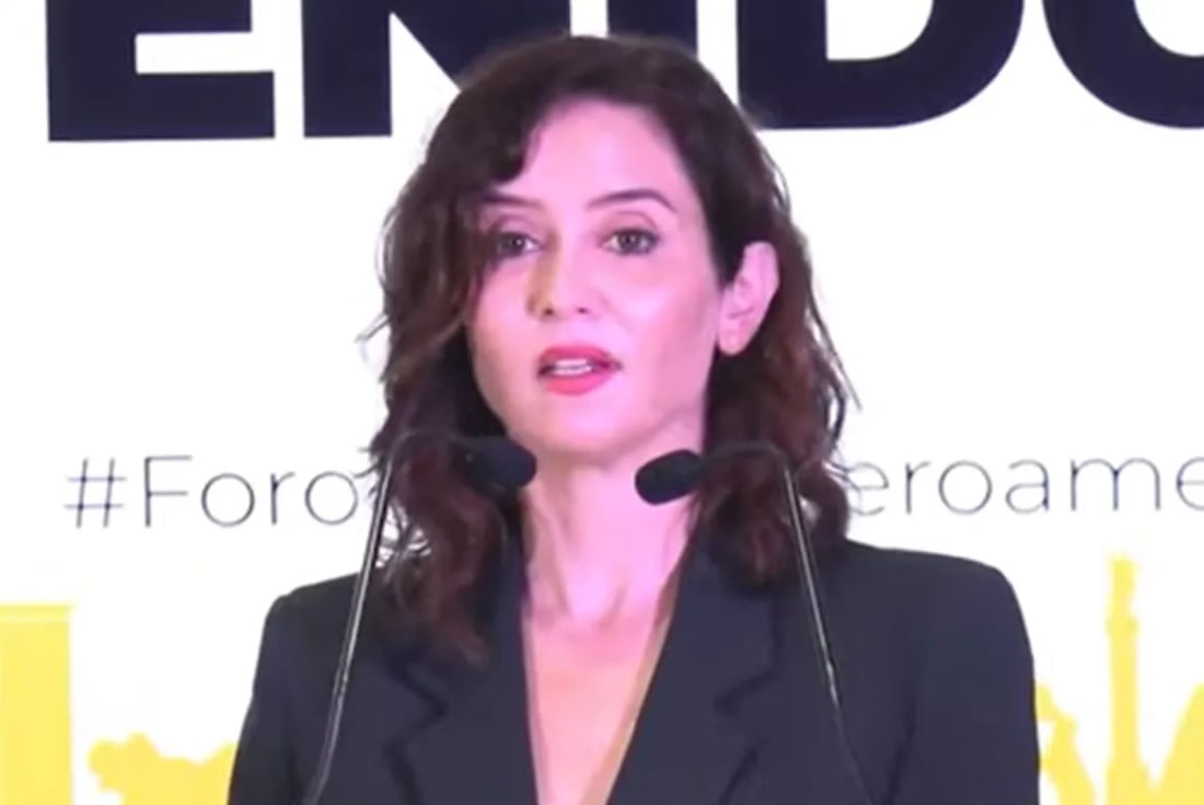 Isabel Díaz Ayuso. La presidenta de la Comunidad de Madrid volvió a criticar al peronismo. (Captura de Video)