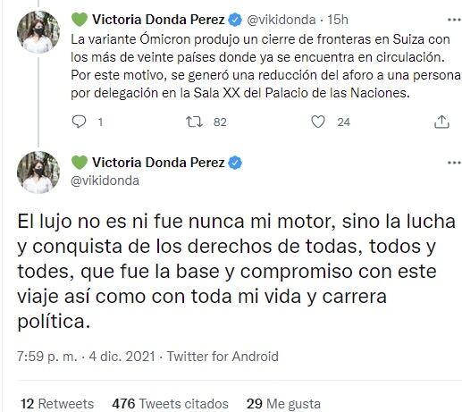 Victoria Donda defendió su viaje a Suiza - Twitter @vikidonda