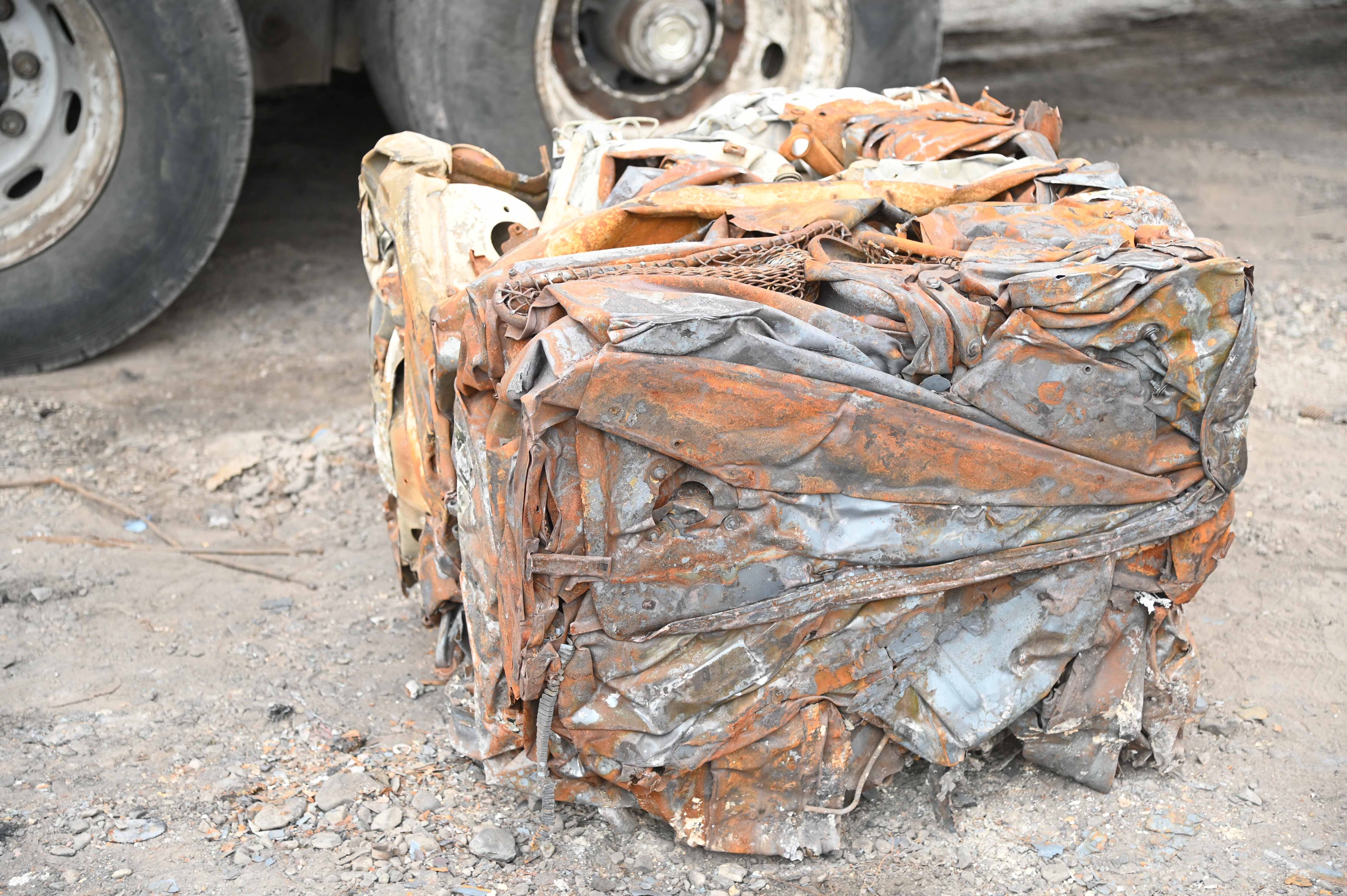 La chatarra compactada que se llevan desde la Playa San Agustín. Foto: Prensa Mendoza