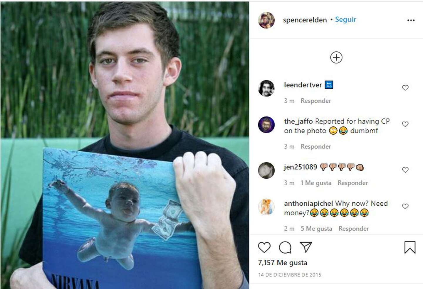 Spencer demanda a Nirvana de pornografía infantil por la portada de "Nevermind"