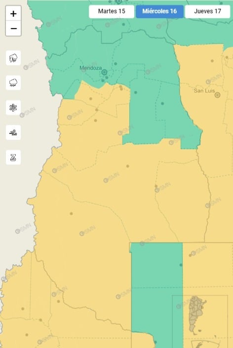 Alerta amarilla por viento Zonda en Mendoza.