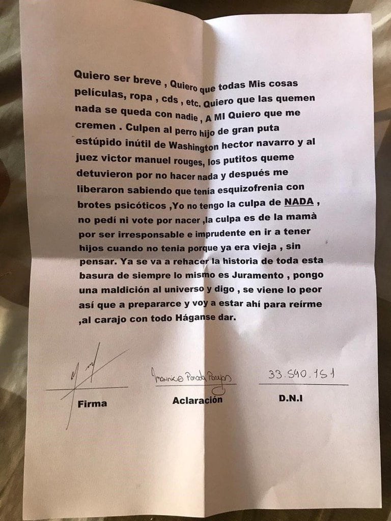 “No me arrepiento de nada”: el femicida de la docente en Tucumán dejó dos cartas antes del crimen.