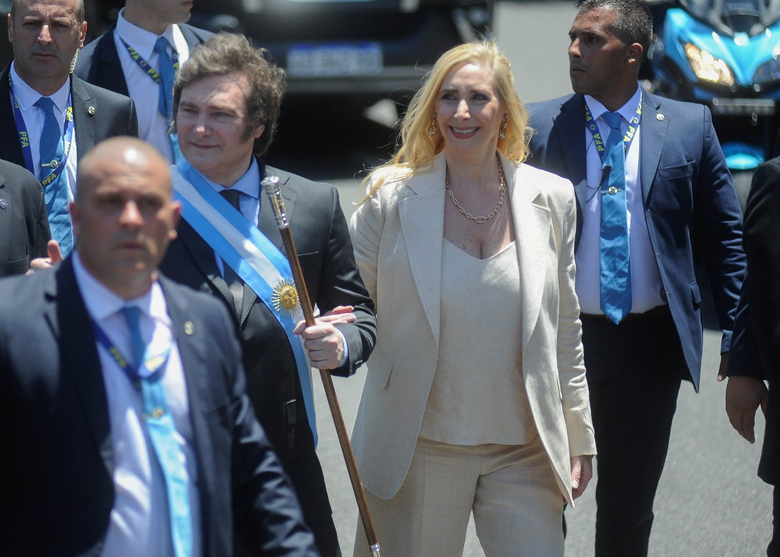 El presidente Javier Milei y su hermana Karina, secretaria general de Presidencia, durante la ceremonia de investidura (Foto archivo: Clarín)