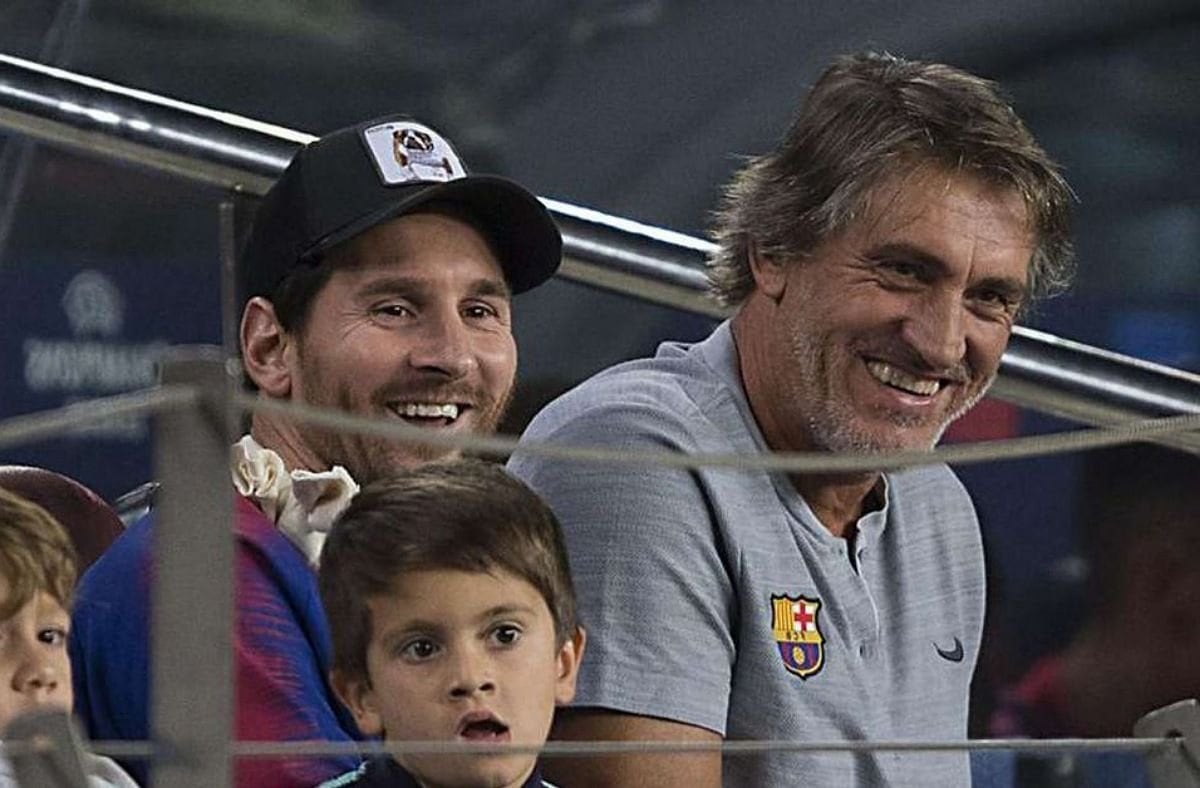 Messi, Costa y más abajo un pequeño Thiago en el Camp Nou.