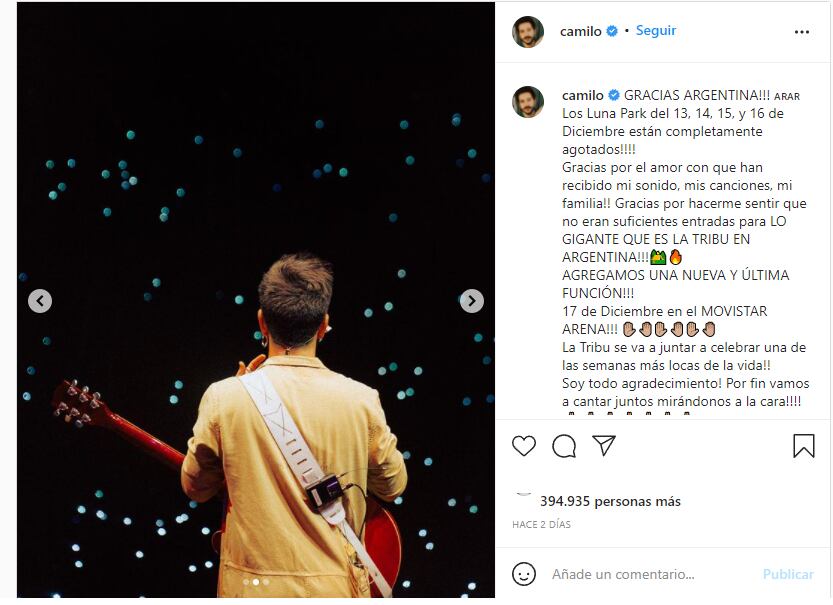 El artista anunció nueva fecha mediante un comunicado en Instagram.