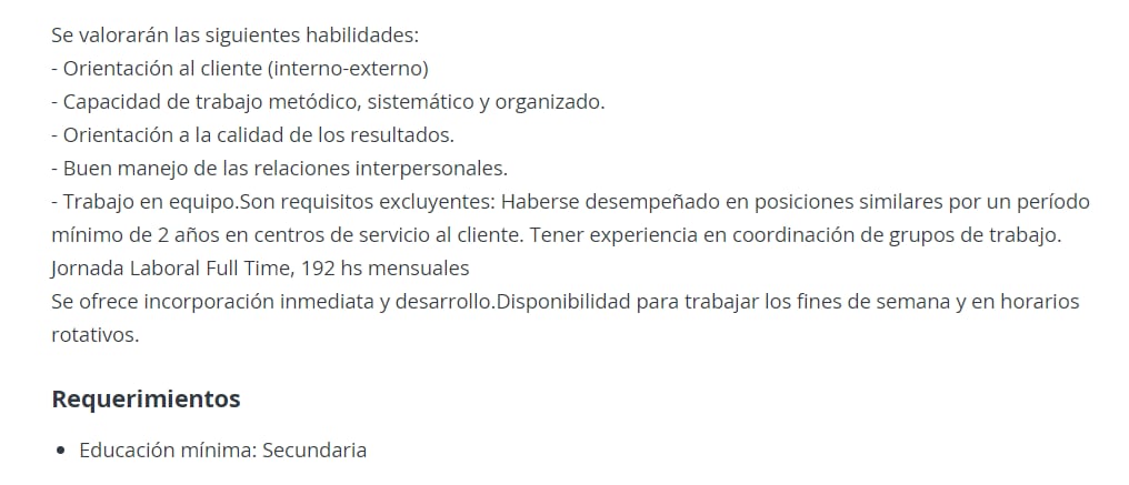 Encargado operativo en Neverland. Captura: Computrabajo