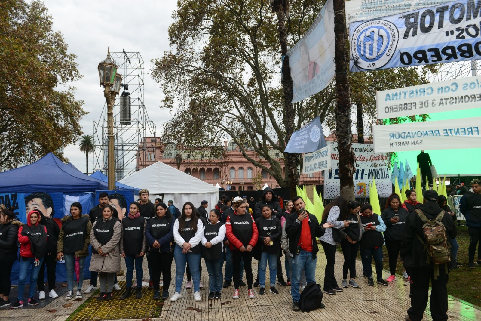 Preparativos para el discurso de Cristina Kirchner. / Foto: Clarín