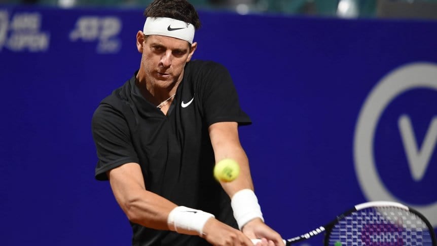 La Torre de Tandil juega ante Federico Delbonis en el Buenos Aires Lawn Tennis Club.