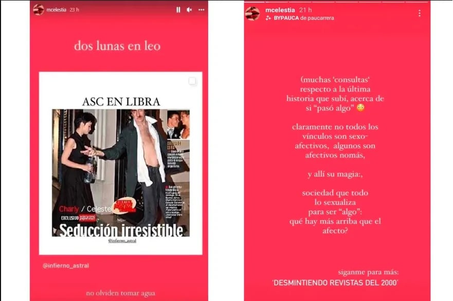 Celeste Cid hizo referencia a la tapa de Paparazzi que la mostraba junto a Charly García.