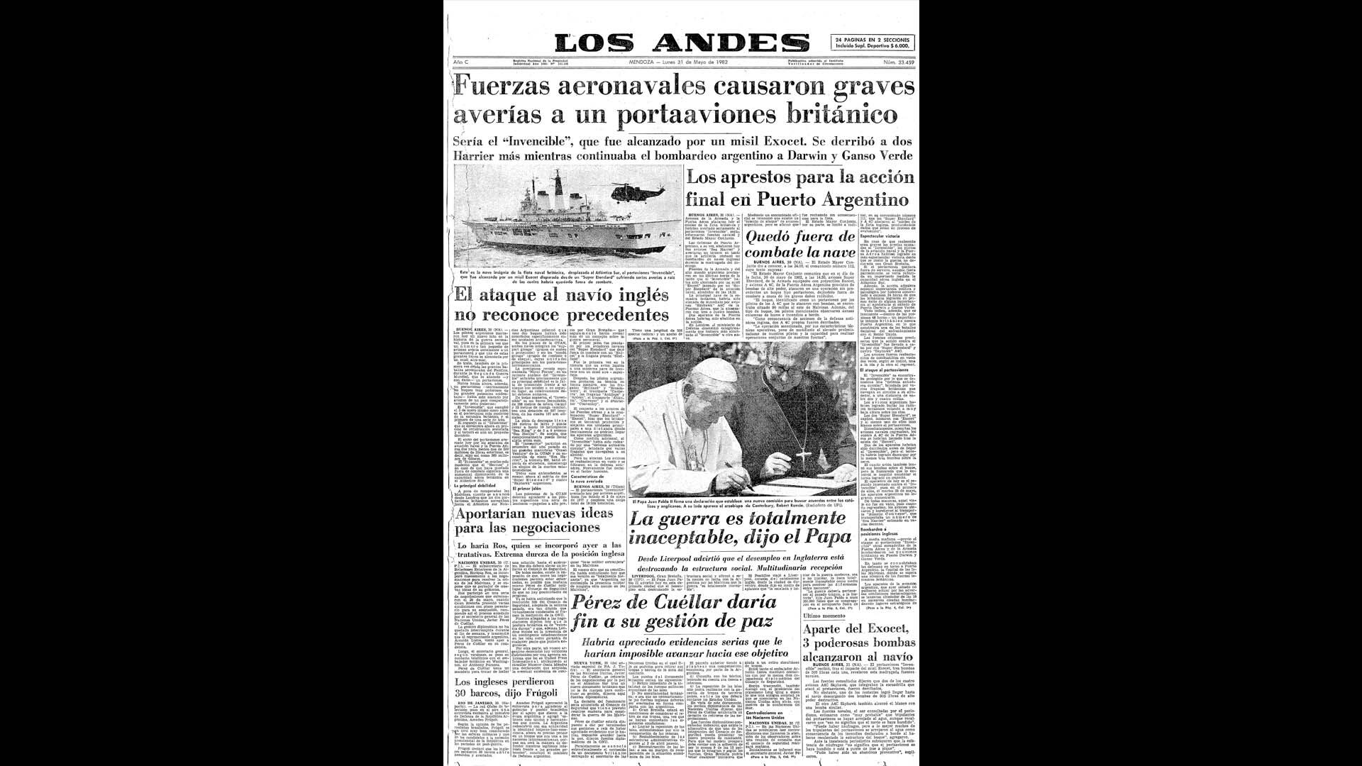 Un recorrido día a día por las portadas del medio más importante de Mendoza, para conocer el pulso diario de la guerra que enluteció a todo el país.