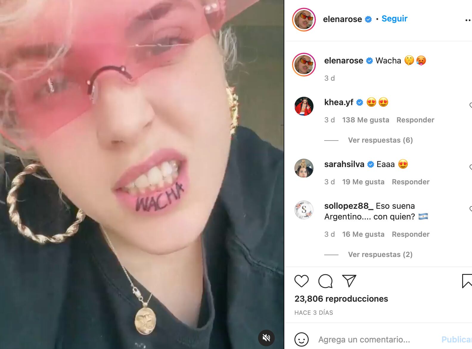 La influencer Elena Rose publicó un video.