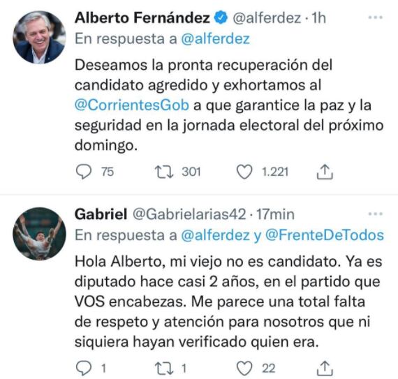 La respuesta de Gabriel Arias al Presidente de la Nación.