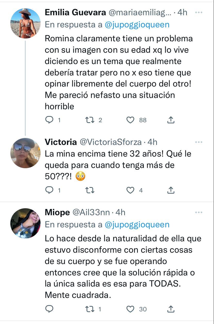 Romina hizo un comentario polémico sobre el cuerpo de Julieta.