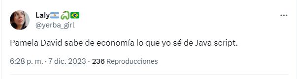 El comentario de Pamela David sobre la emisión monetarias generó una catarata de mensajes en las redes sociales - X