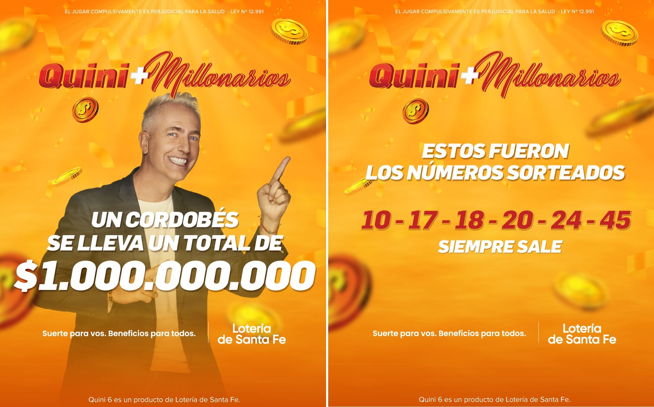 Sorteo de los $1.000 millones del Quini 6 (Lotería de Santa Fe)