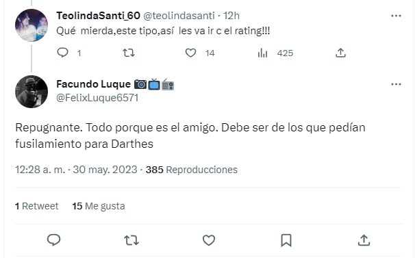 Los mensajes en contra de Schultz en Twitter